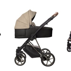 Sand Beige Pram Pushchair 3 in 1 – BabyActive Musse Royal Travel System with Car Seat
