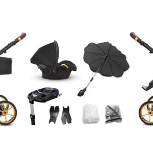 Black Pram Pushchair 3 in 1 – BabyActive Musse Ultra Travel System with Car Seat