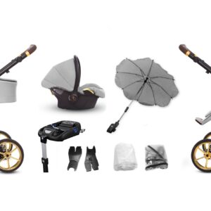 Zen Grey Pram Pushchair 3 in 1 – BabyActive Musse Ultra Travel System with Car Seat