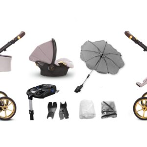 Pastel Pink Pram Pushchair 3 in 1 – BabyActive Musse Ultra Travel System with Car Seat