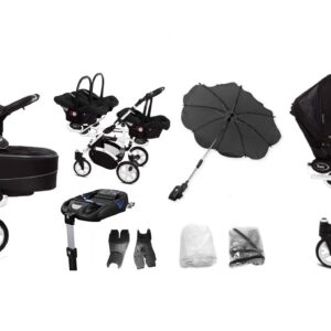 Visão alternativa de Black Triplet Pram Pushchair – BabyActive Trippy Travel System Full Set