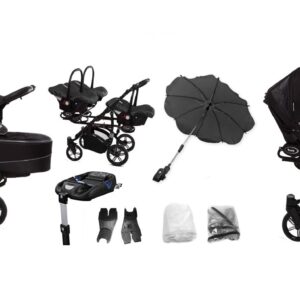 Black Triplet Pram Pushchair – BabyActive Trippy Travel System Full Set