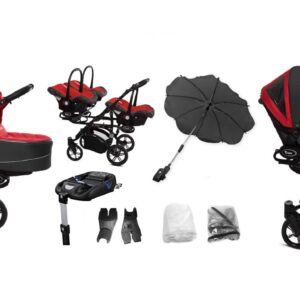 Rosso Red Triplet Pram Pushchair – BabyActive Trippy Travel System Full Set