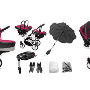 Visão alternativa de Amarant Purple Triplet Pram Pushchair – BabyActive Trippy Travel System Full Set