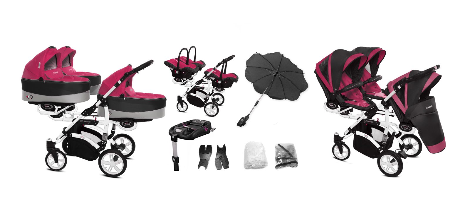 Amarant Purple Triplet Pram Pushchair – BabyActive Trippy Travel System Sport Set - 2 kép