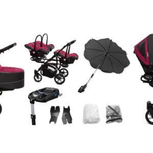 Amarant Purple Triplet Pram Pushchair – BabyActive Trippy Travel System Full Set