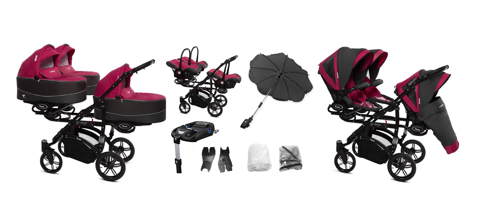Amarant Purple Triplet Pram Pushchair – BabyActive Trippy Travel System Sport Set