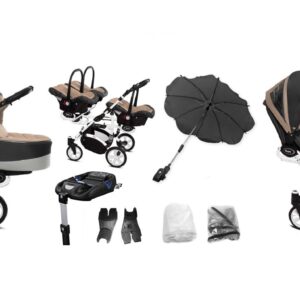 Visão alternativa de Beige Triplet Pram Pushchair – BabyActive Trippy Travel System Full Set