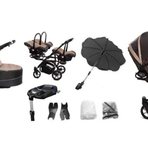 Beige Triplet Pram Pushchair – BabyActive Trippy Travel System Full Set