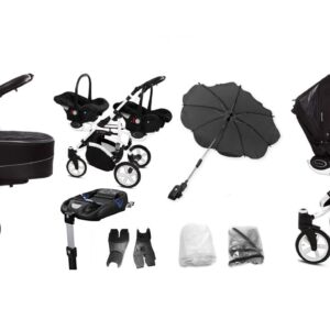 Alternatywny widok Black Twin Pram Pushchair – BabyActive Twinni Travel System Full Set