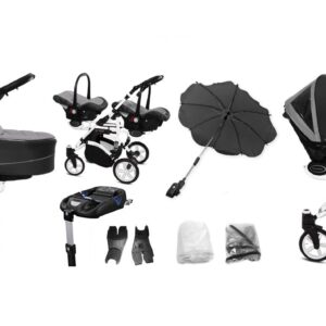 Alternatywny widok Silver Twin Pram Pushchair – BabyActive Twinni Travel System Full Set