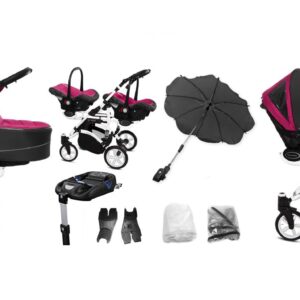 Alternatywny widok Amarant Purple Twin Pram Pushchair – BabyActive Twinni Travel System Full Set
