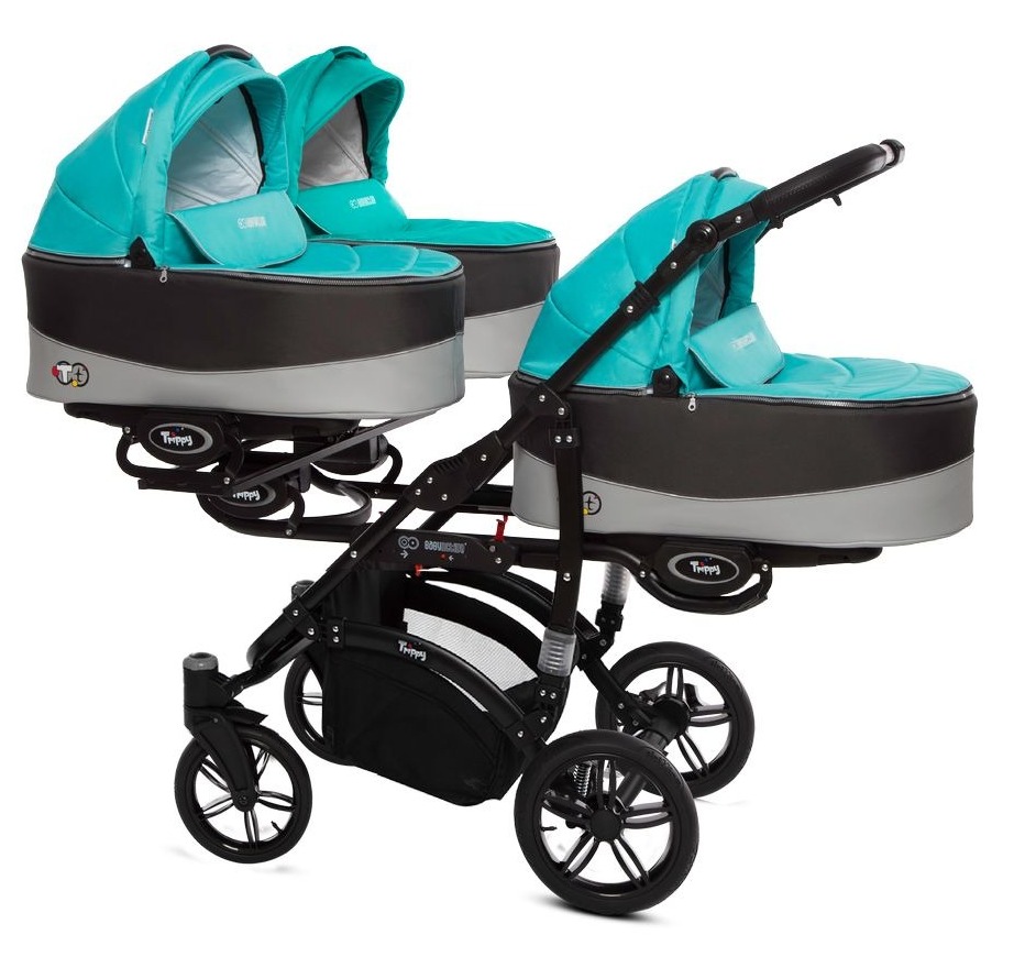 Tropic Green Triple Pram Pushchair 3 Seater from Birth – BabyActive Trippy Triplet Travel System Sport Set - Image 9