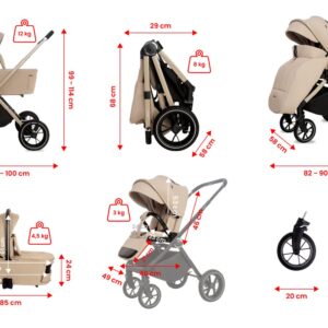 Visão alternativa de Beige 3 in 1 Pushchair – BabyLux Gavia Travel System