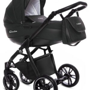Black Pram Pushchair 4 in 1 – BabyActive Giulia Travel System with Car Seat & Isofix Base