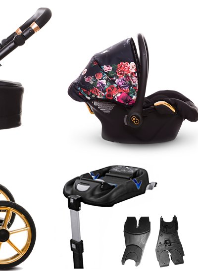 Dark Rose Pattern Pram Pushchair 4 in 1 – BabyActive Musse Rose Travel System with Car Seat & Isofix Base - Εικόνα 3