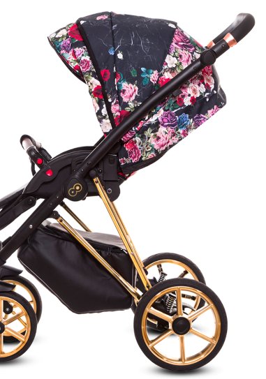 Dark Rose Pattern Pram Pushchair 4 in 1 – BabyActive Musse Rose Travel System with Car Seat & Isofix Base - Εικόνα 5
