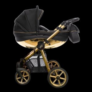 Alternatieve kijk op Gold Trim Pram Pushchair 2 in 1 – BabyActive Mommy Glossy Black Travel System