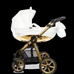 Alternatieve kijk op Gold Trim Pram Pushchair 2 in 1 – BabyActive Mommy Glossy White Travel System