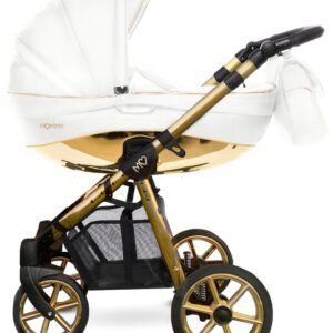 Gold Trim Pram Pushchair 2 in 1 – BabyActive Mommy Glossy White Travel System