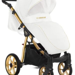 Az Gold Trim Pram Pushchair 2 in 1 – BabyActive Mommy Glossy White Travel System alternatív nézete