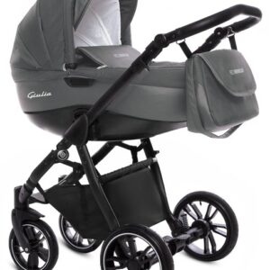 Grey Pram Pushchair 4 in 1 – BabyActive Giulia Travel System with Car Seat & Isofix Base