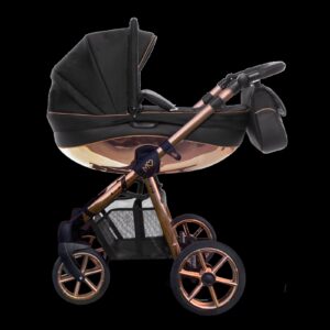 Alternatieve kijk op Rose Gold Trim Pram Pushchair 2 in 1 – BabyActive Mommy Glossy Black Travel System