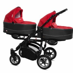 Rosso Red Twin Pram Pushchair – BabyActive Twinni Travel System Sport Set