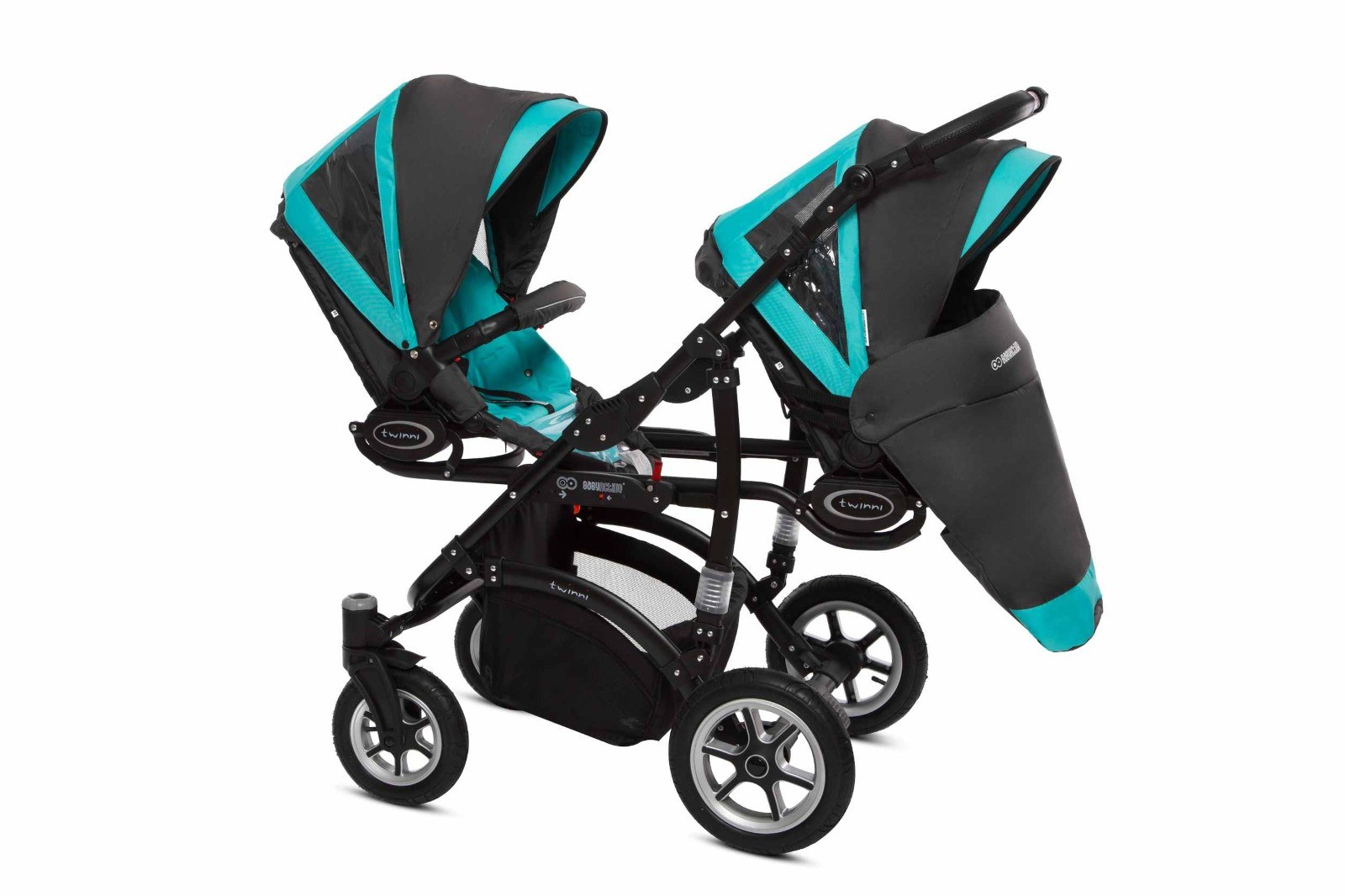 Tropic Green Twin Pram Pushchair – BabyActive Twinni Travel System Full Set - Obrázek 7